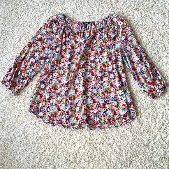 🔴 Floral designed blouse, by Chaps, size Large - Picture 1 of 5